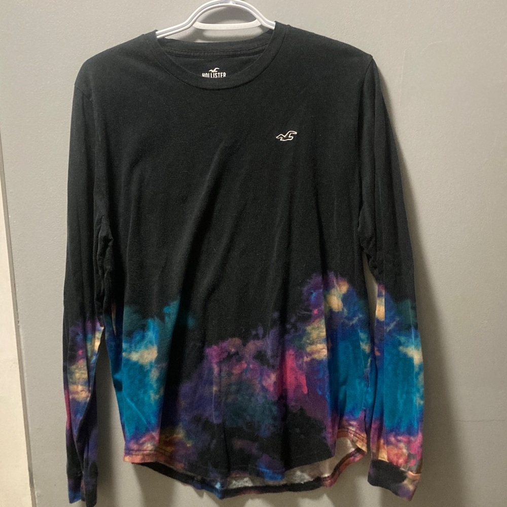 Hollister Black Tie-Dye Long Sleeve Tee